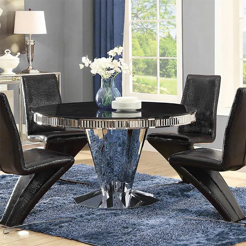Luxury golden.marble round dining table round dinning table set of 6 8seater glass dinning room chairrose with gold  for wedding