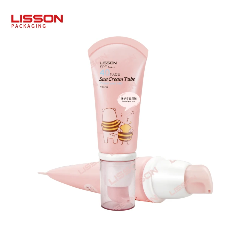 custom cosmetic plastic tube with pump 30ml pump head tube  for lotion cream