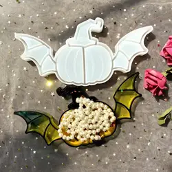 Новинка, силиконовая форма W033 «сделай сам» для хранения украшений из эпоксидной смолы в виде тыквы, летучей мыши
