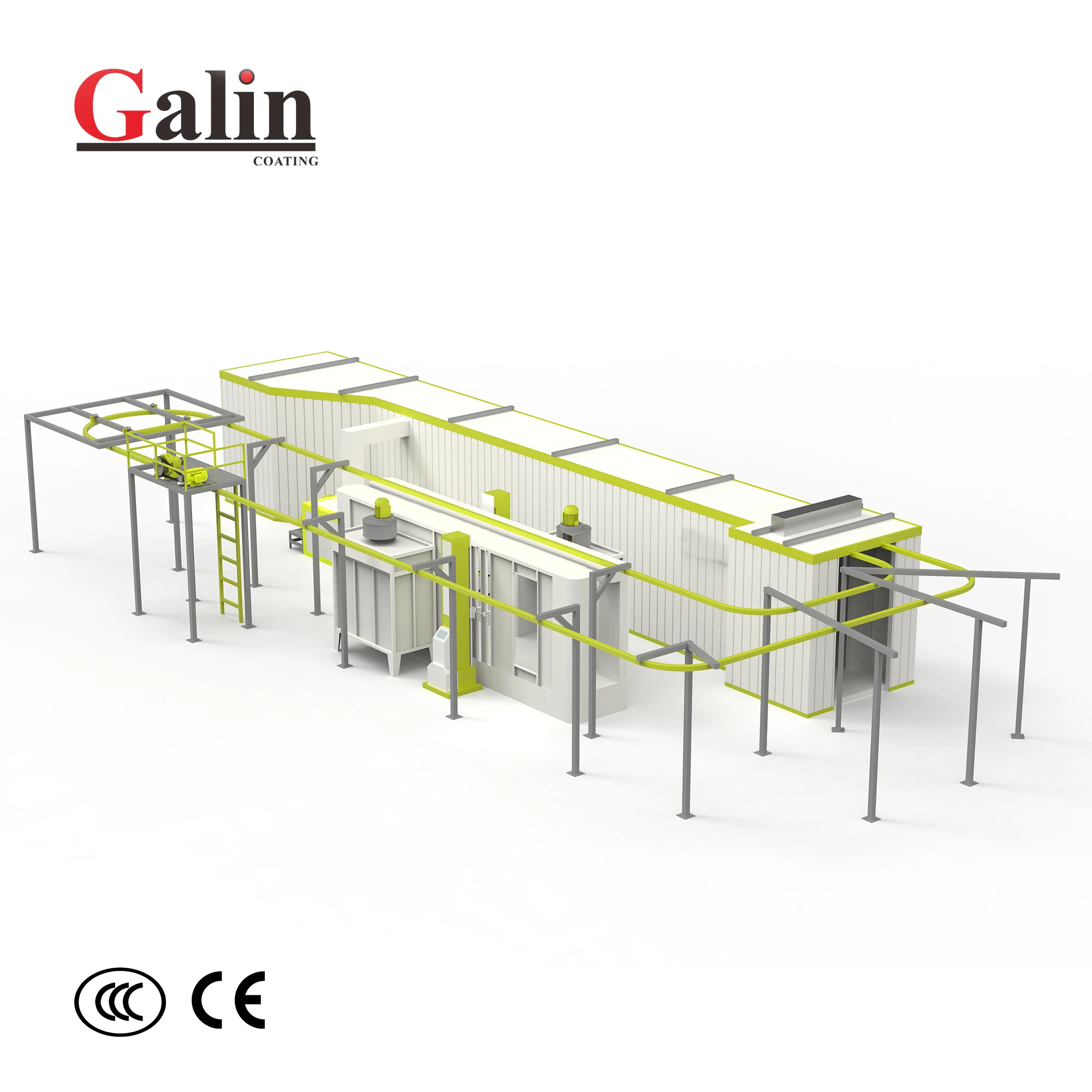 Factory specials-powder coating line with spray booth and powder coating oven