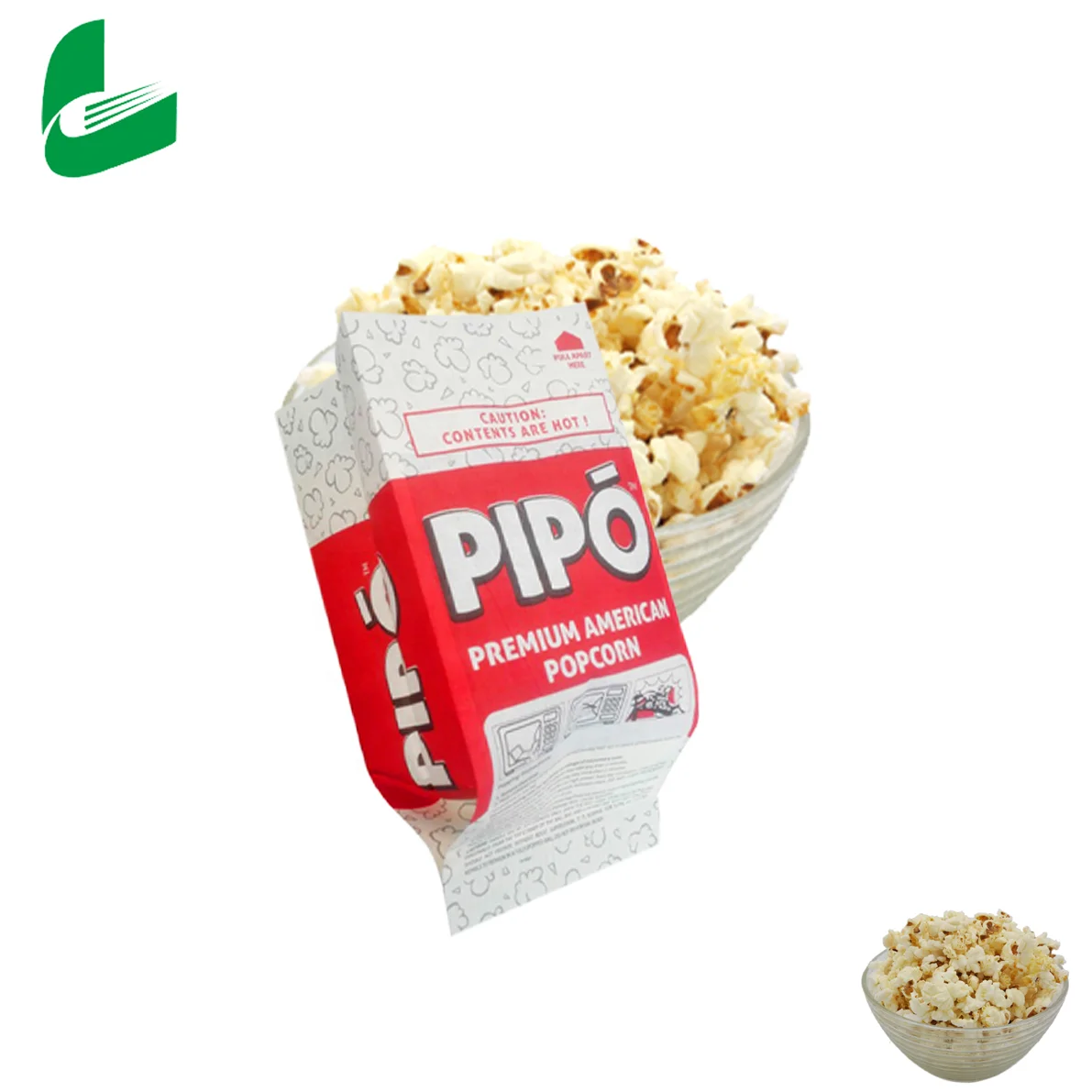 Huafeng mini food grade biodegradable printing kraft microwave popcorn paper bags