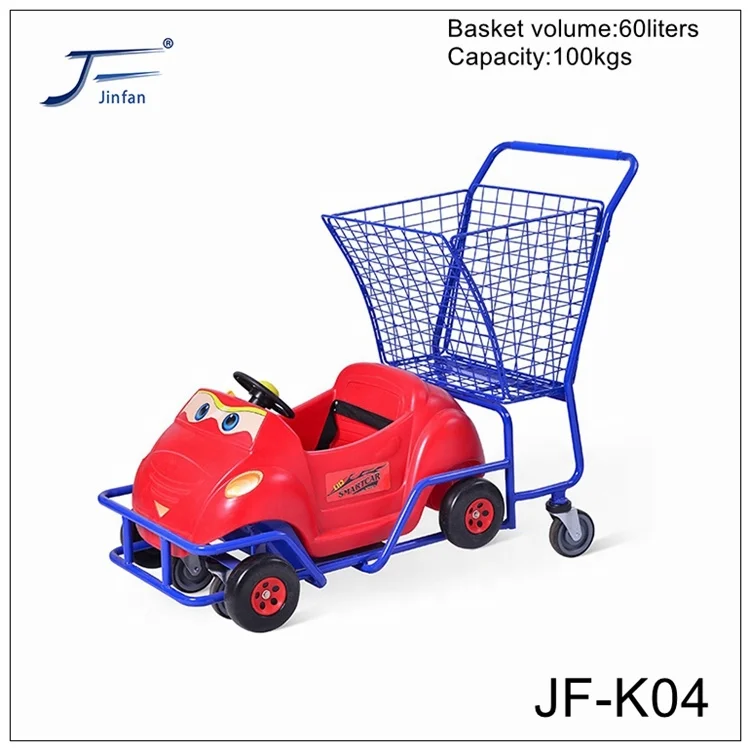 Supermarket Store Trolley Children Kids Shopping trolley High Quality and Durable Plastic Parts with flag