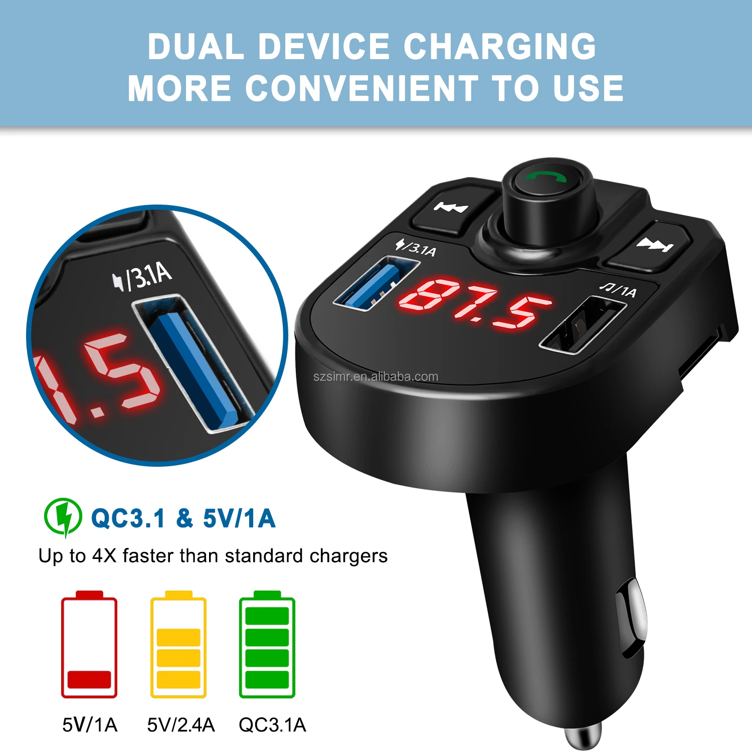  Simr LED 4.1A BT автомобиля MP3 комплект беспроводной радиоприемник с двойным USB Автомобильное зарядное устройство 2 портами музыкальный плеер FM передатчик Автомобильный