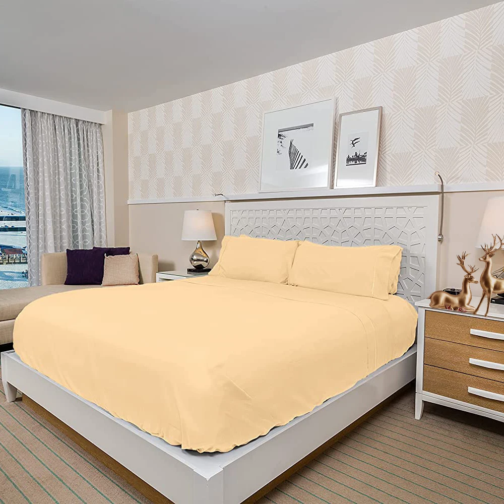 Wholesale 4 Pcs King Size 100% Cotton Cozy Low Allergy Bed Sheet Bedding Comforter Set