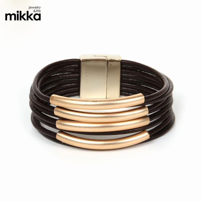 Best- Selling Wholesales Bohemian Ladies Real Leather Bracelet Magnetic Clasp Fine Jewelry Gift with Good Quality