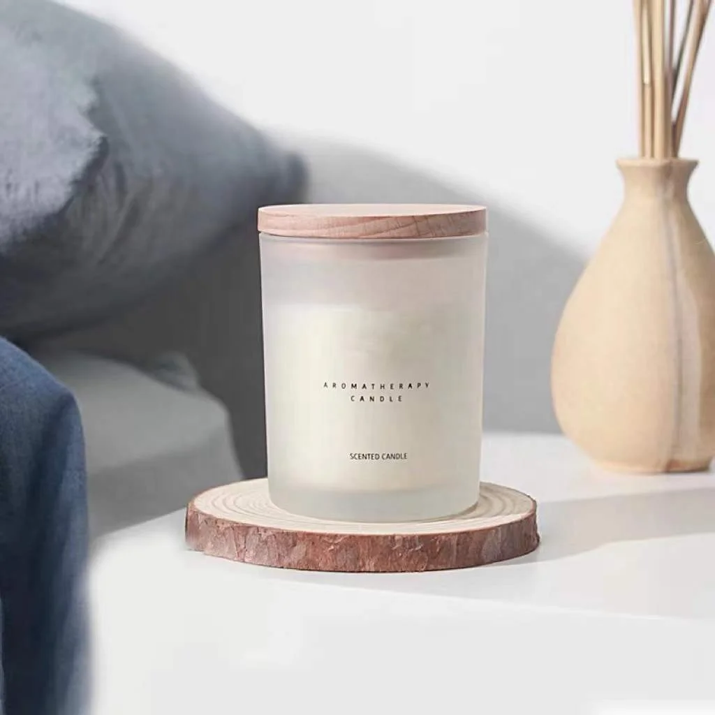 Wholesale Decorative 4oz 8oz 10oz 12oz 16oz 230Ml 320Ml 500Ml Empty Matte Glossy Luxury Wood Lids Custom Glass Candle Containers