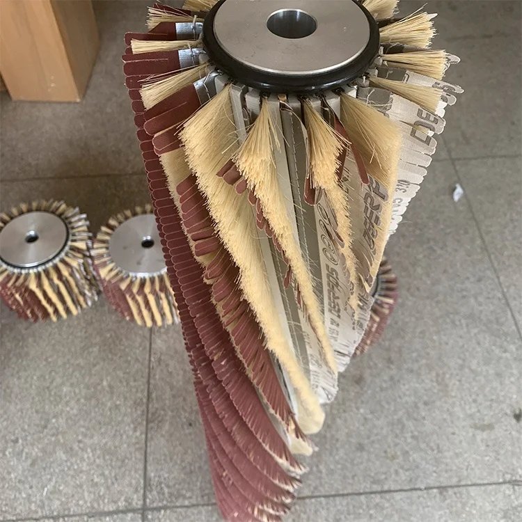 80/120/240 grit wood sanding/polishing brush with sandpaper and sisal