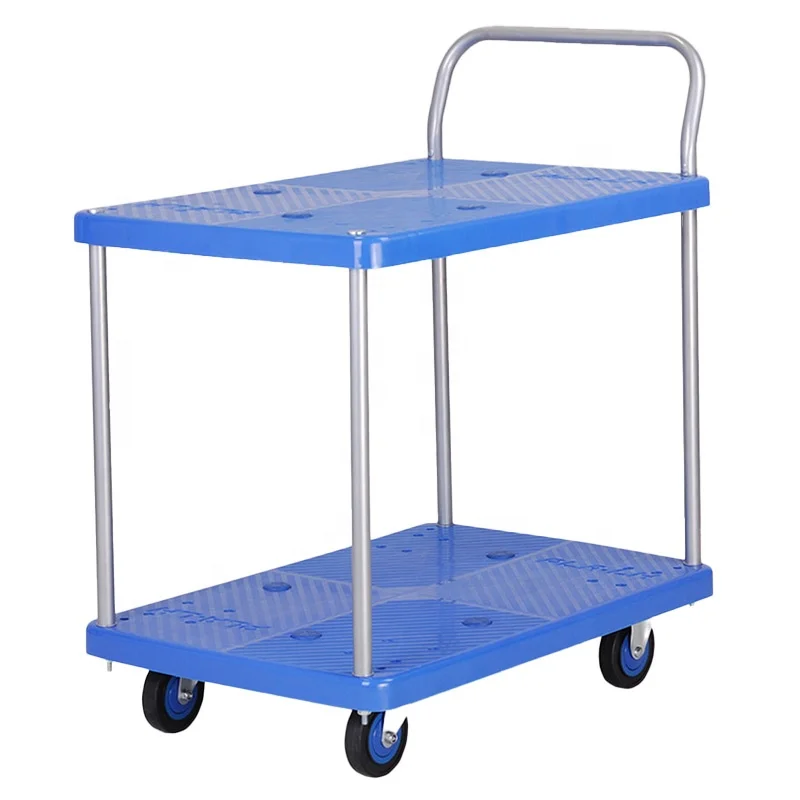 Guardrail fence double-layer trolley silent double-layer tool car two-layer plastic trolley flat car pull truck Customization