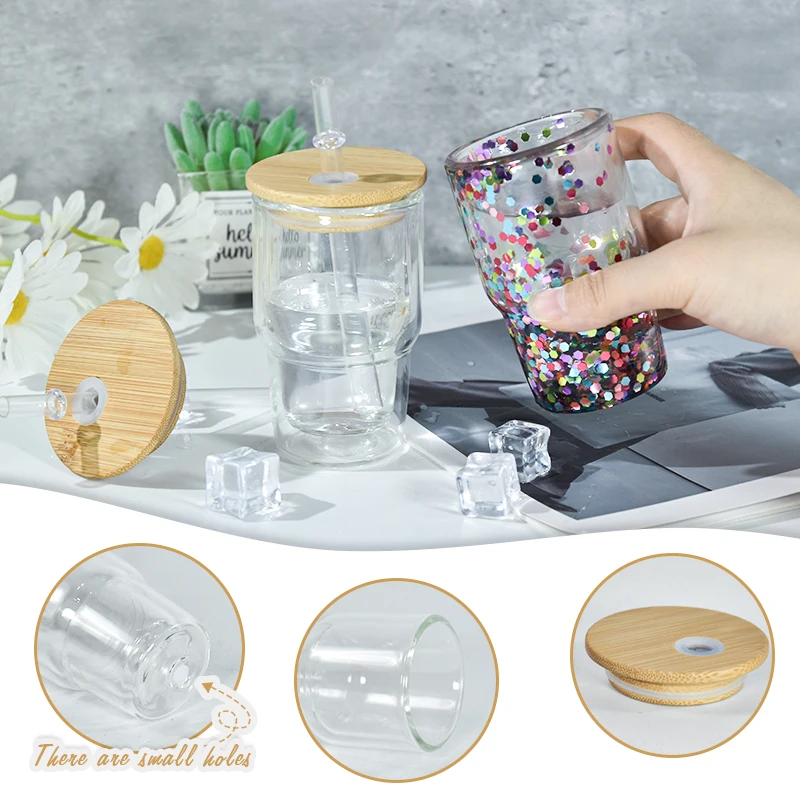 AGH New Arrival 3oz Sublimation Double Wall Snow Globe Shot Glass Jar Tumblers With Pre-drill Hole Stopper Free shipping To  US