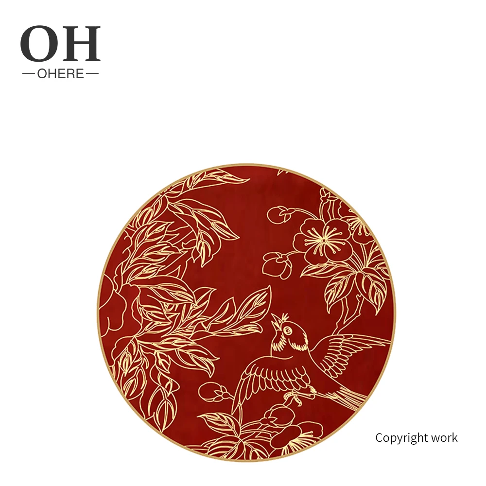 Ohere 2021 hot Sale luxury ceramic dinner set dinnerware royal red gold rim vajillas ceramic plates tableware dinner