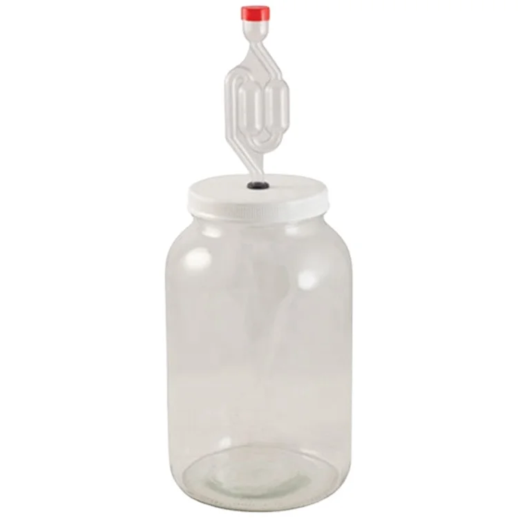 In Bulk Low Quantity 1 Gallon Glass Mason Jar Fermentation Tank With Plastic Lid And S-Shape Airlock For Pickle