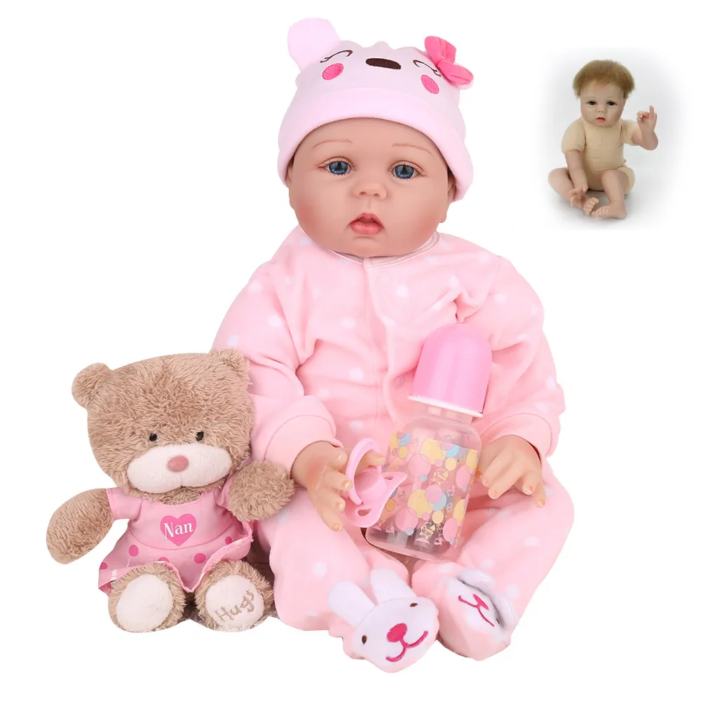 Silicone Reborn Baby Dolls 22 Inch 55cm Bebe Boneca Toddler Lifelike Doll Girl Menina Playmate Kids Birthday Play Toys