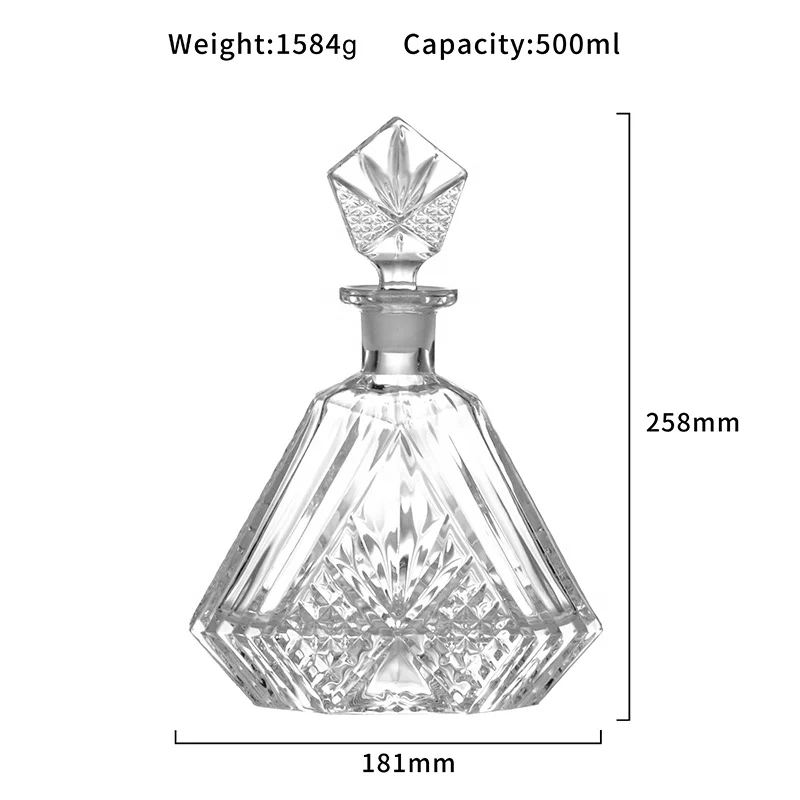 N9 треугольная форма резьба в Дублине дизайн хрустальный стеклянный графин для виски винная бутылка
