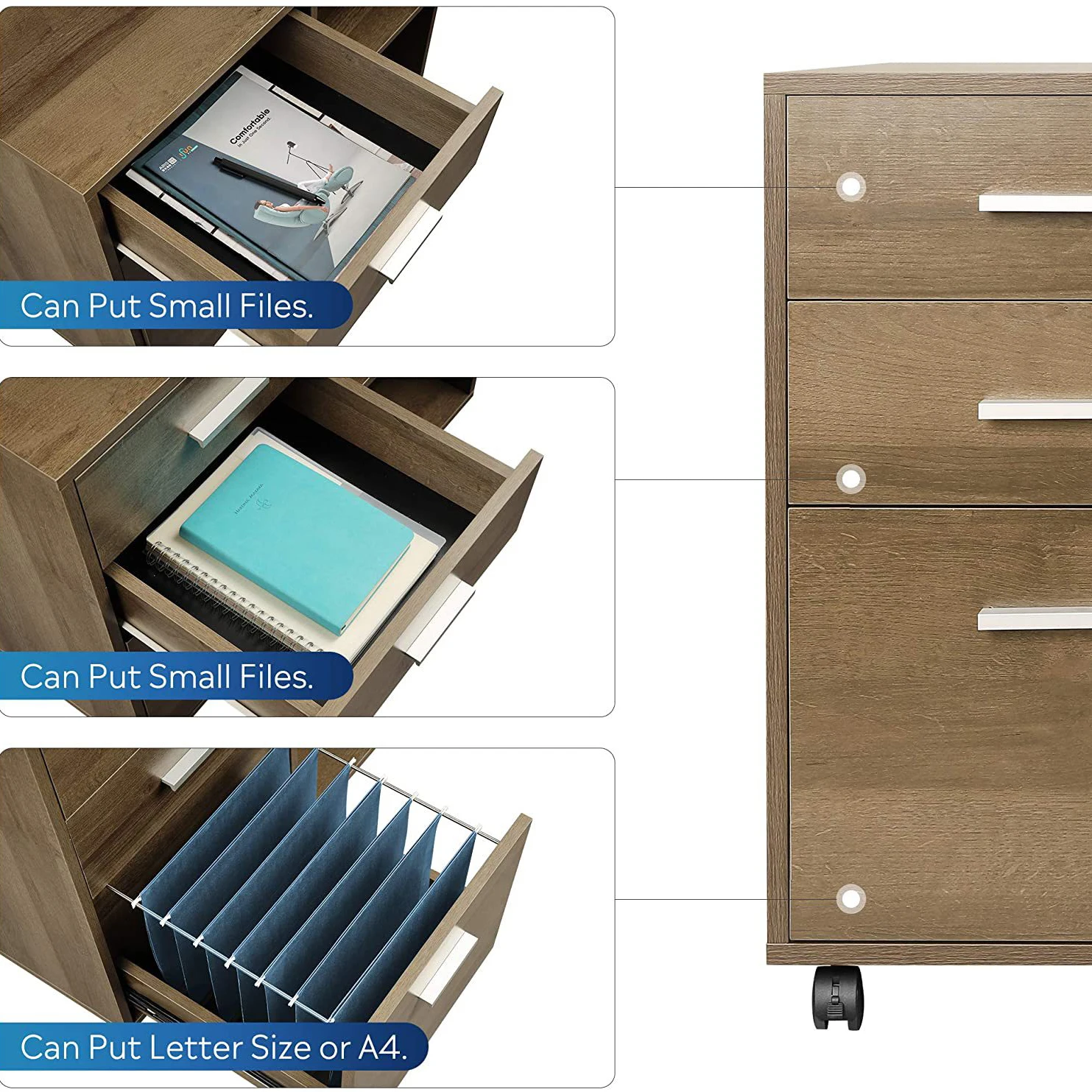 Wholesale Mobile Drawer Lock Filing Commercial office Cabinet Wooden Mobile pedestal Cabinet