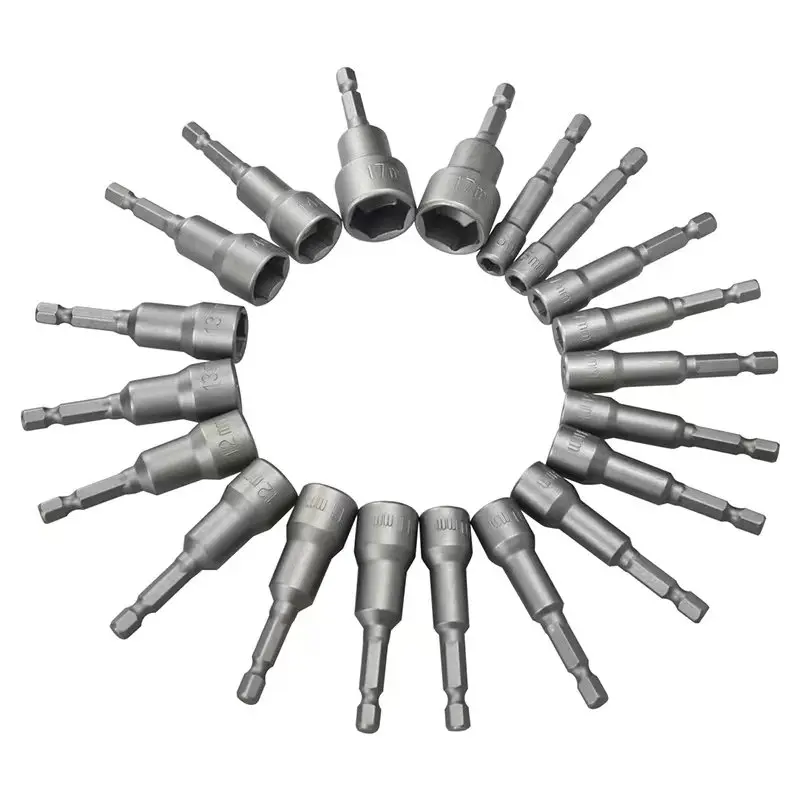 6pcs 6-13mm Magnetic Nut Setter Driver Socket Bit Set 1/4 Inch Hex Shank 65mm Long