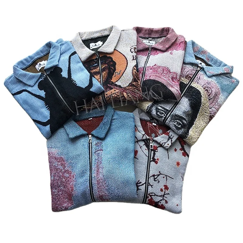 Fashion Streetwear Tapestry Jackets Autumn Winter Women Plus Size Jackets Coats Jacquard Ribbon Crop Top Custom Women Clothing