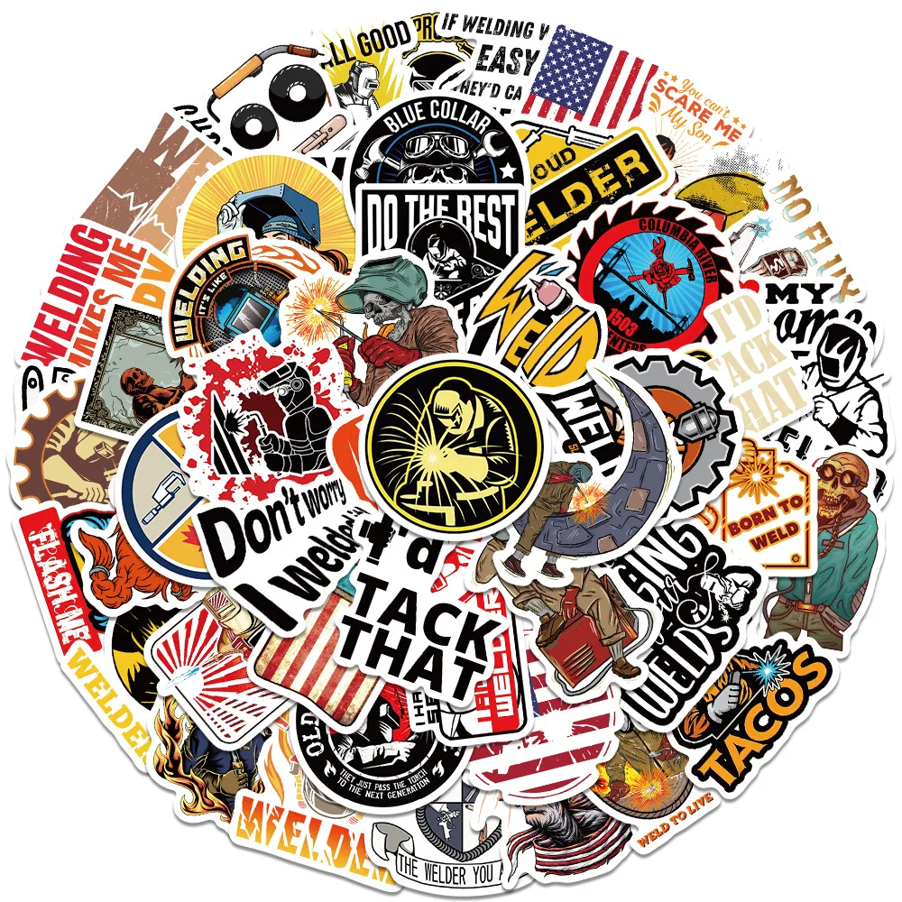 2024 Newly 50PCS Cool hard hat welding decals ironworker welder sticker