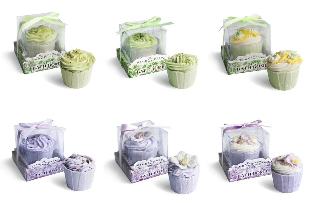 
Custom fragrance natural rich bubble relaxing bath bomb gift set handmade moisturizing spa cupcake bath fizzy 