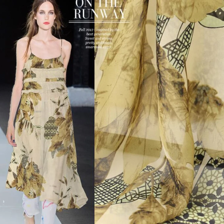 Early Spring Design Korean Crepe Silk Chiffon Fabric Price Per Meter