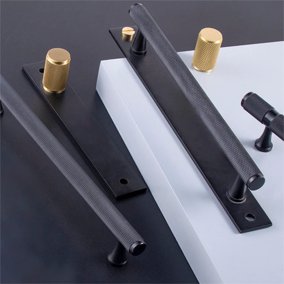 Customize Modern Copper Handles Knurling Minimalist Wardrobe Drawer Shoe Cabinets Door handles Black Gold Brass Handles