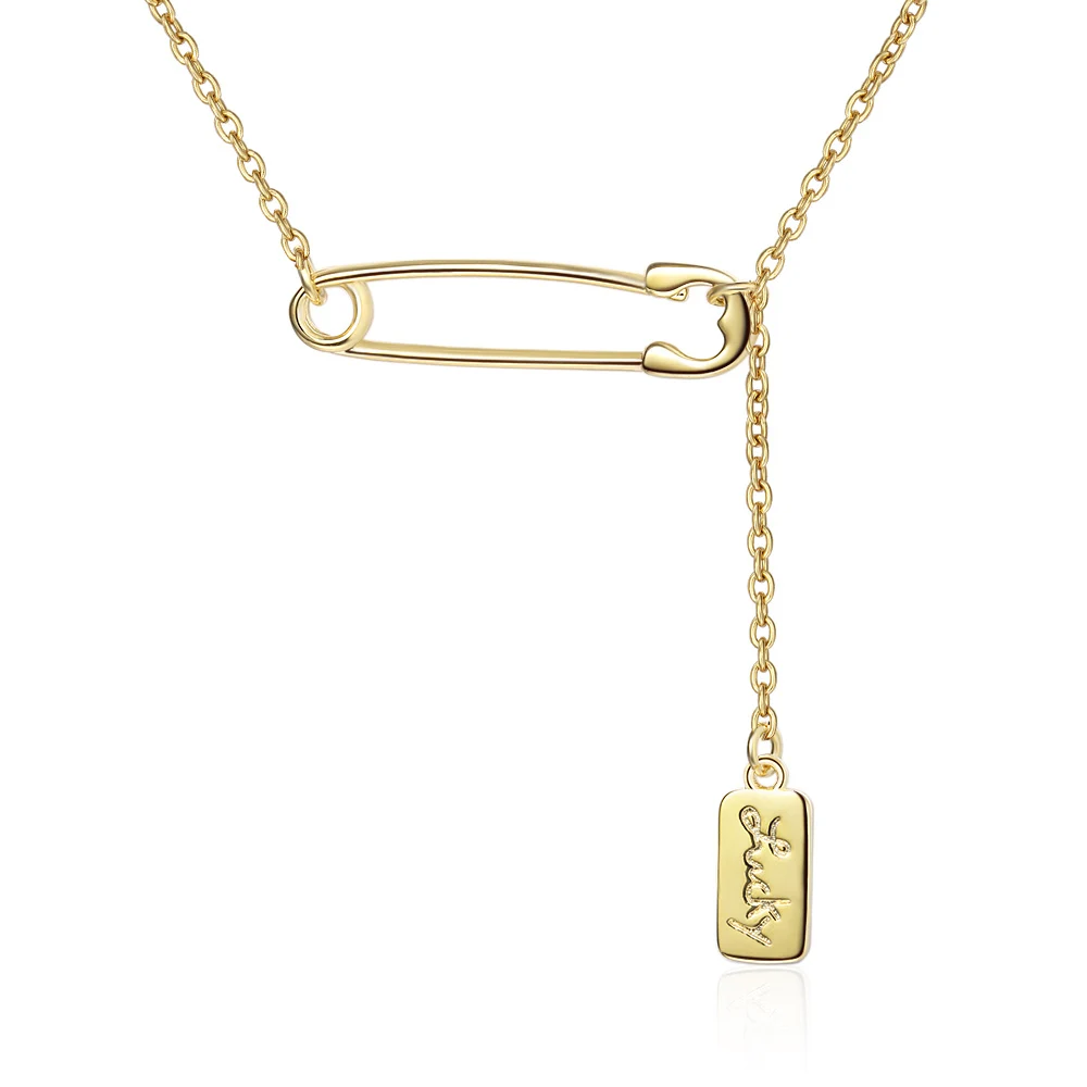 Safety Pin Necklace pendant with Love tassel Clavicle Chain