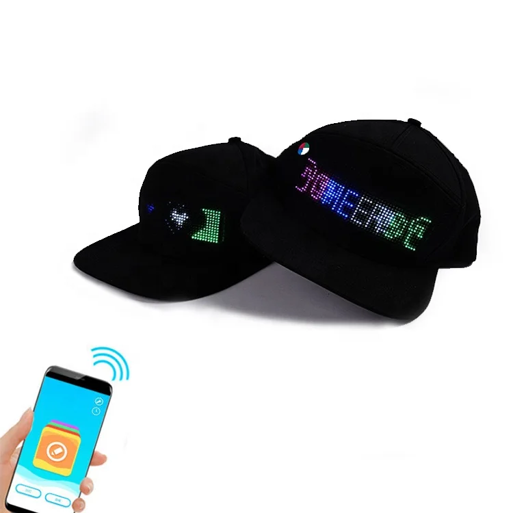 APP Bluetooth hat party SUN flat-brim Hip hop hat casquette visor hat LED night run helmet USB light cap for Concerts bars