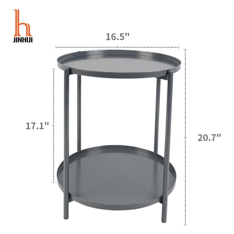 
Tray Metal End Table Round Side Sofa Table Gold Corner Coffee Snack Accent Table for Sofa Settee Bedroom Balcony and Office 