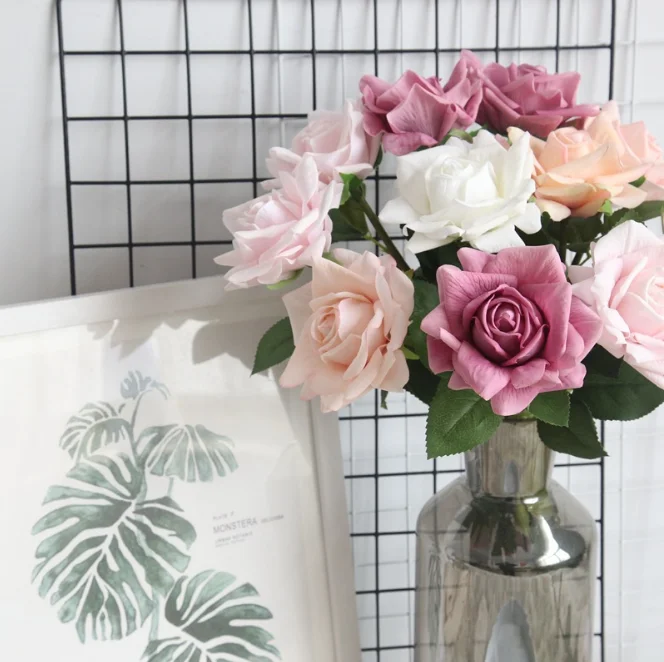 FCP1303 Lifelike single Real touch latex artificial rose flowers for sale