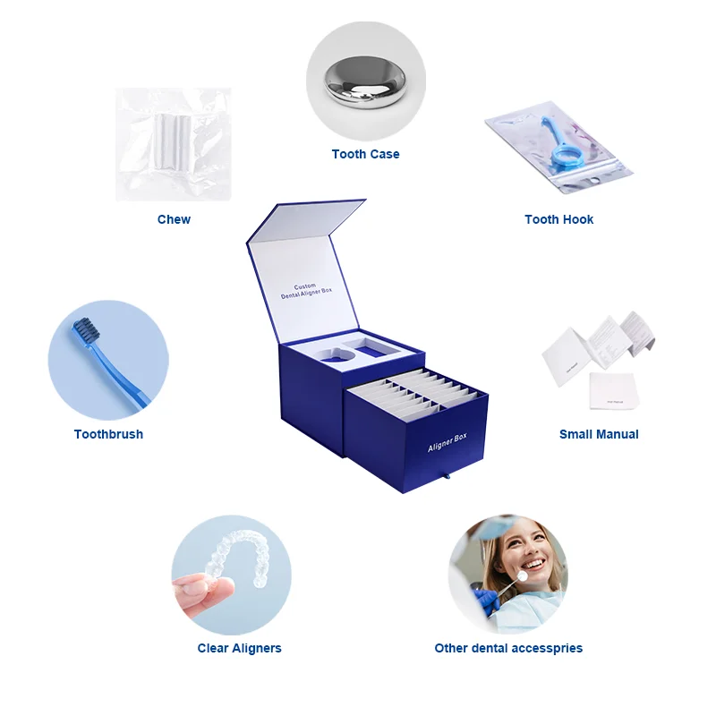 Magnetic Dental Orthodontic Invisible Brace Clear Teeth Aligners Boxes Case Drawer Packaging Paper Box For Aligner