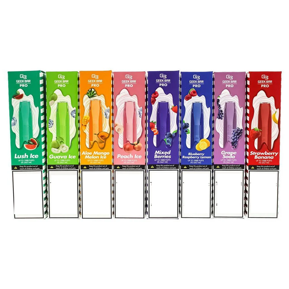 
Customized Atomizer Box Pre-filled 2ml Geek Bar 575 Puffs with 500mAh Battery BOX Packaging 