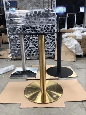 Brushed Stainless steel gold brass table base