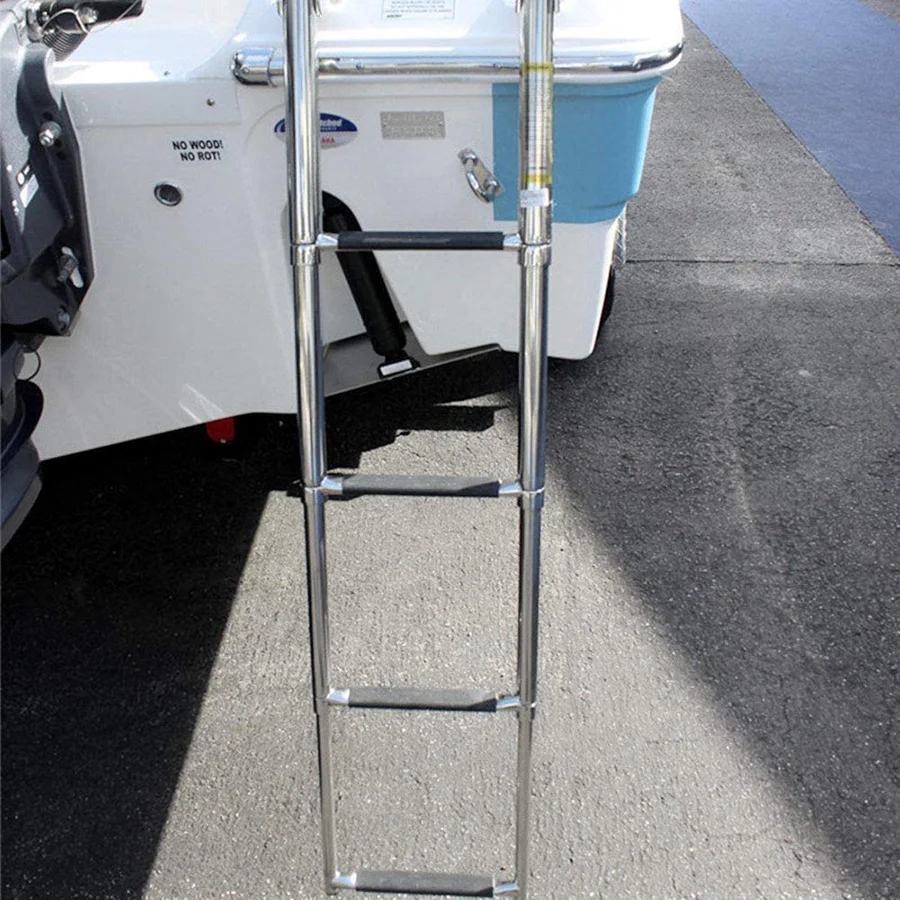 Other Marine Supplies 316 stainless steel 4 step folding ladder handrail for boat