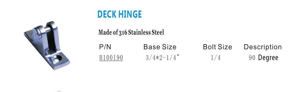 Xiamen Sunshine Marine Manufacturer Stainless Steel 316 Boat Bimini Top Fitting Deck Hinge Marine Kayak Canoe Boat Cover Bimini