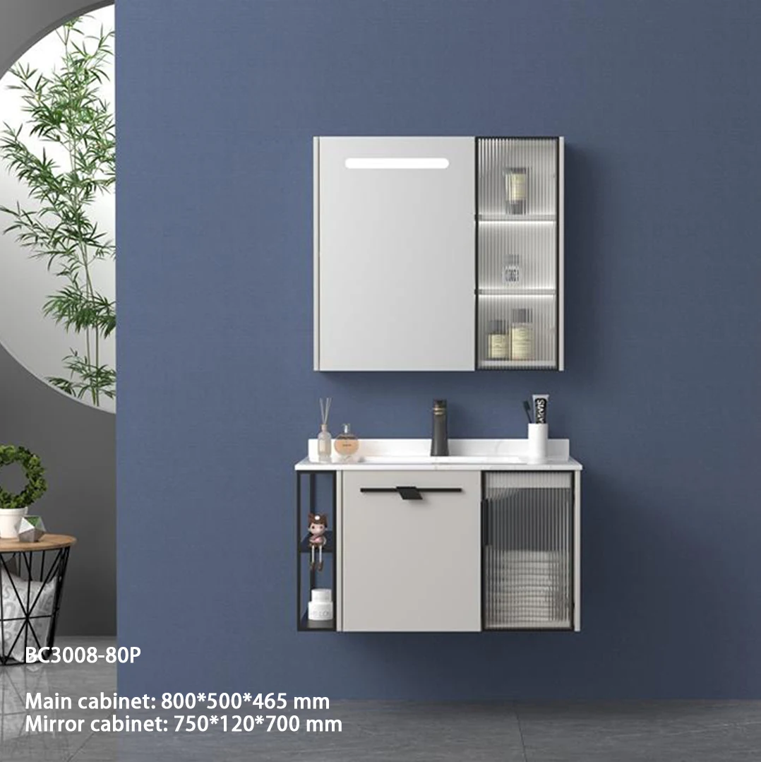 120CM Led Mirror Single Sink Wall Hung Makeup Bathroom Vanity Top Marble