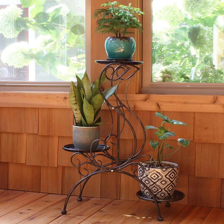 Indoor Outdoor Metal garden tiered flower stand corner plant stand