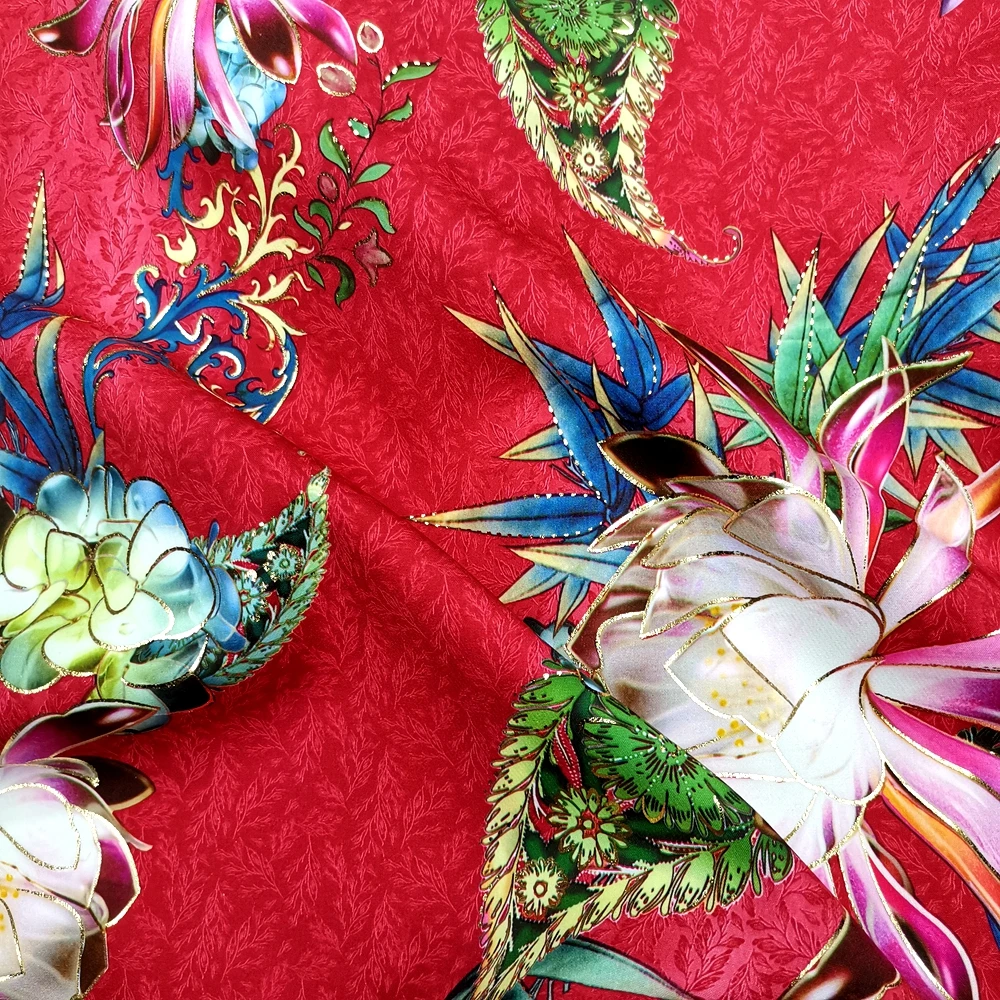 Wholesale Chinese foil printing 4 way twill stretch fabric