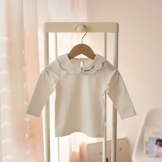 
PHB 20081 high quality white color custom labels children kids stylish formal shirts for girls 