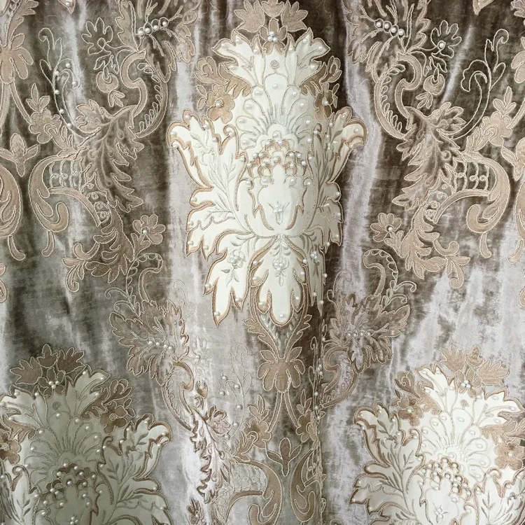 High Quality 100% Polyester Fabric Embroidery Beaded Moroccan Sheer Embroidered Fabric