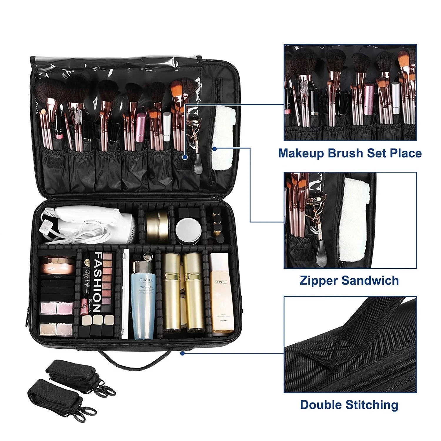 Hot Sale Custom Waterproof Brushes Makeup Bag Portable Artist Beauty Professional Make up Case Travel Organizer Cosmetic Bag