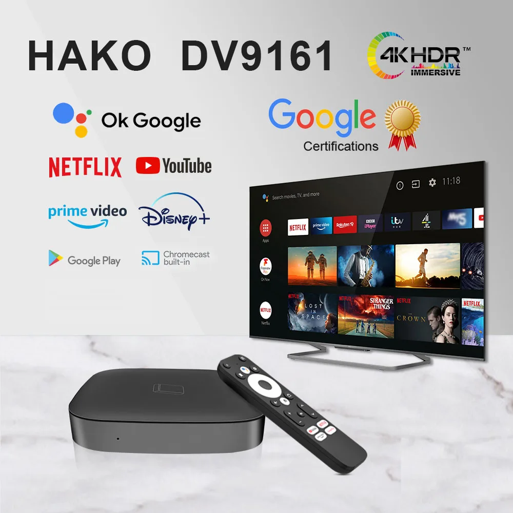 Set Top Box Tvbox Google Certified hako mini Android Tv Box Remote Control Tv Box DV9161 Google Certified