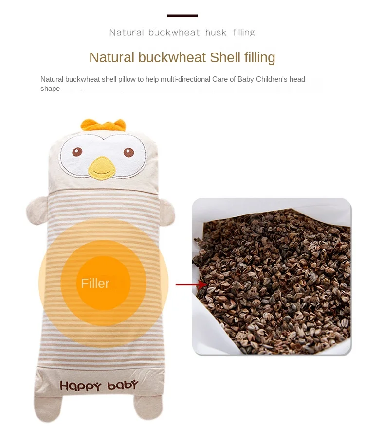 Cute Ringed Nap Pillow For Children With Soft Durable Washed Cotton Pillowcase With Animal Pattern