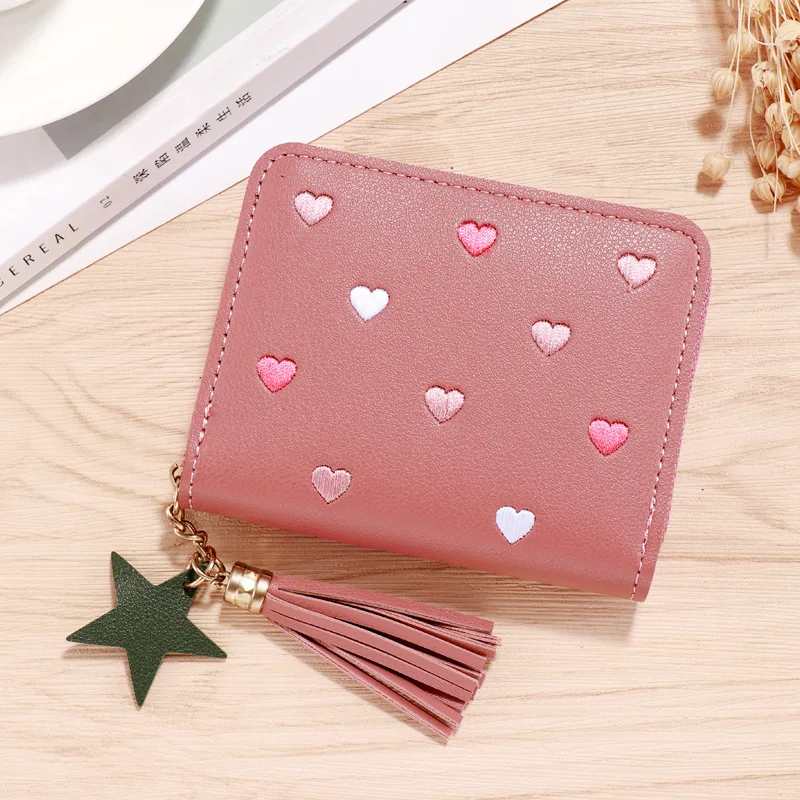 New Cheap Fashion  Small Ladies Mini Tassel Cute Girl Short Zipper Lovely Coin Purse Card Holder Durable PU Wallet