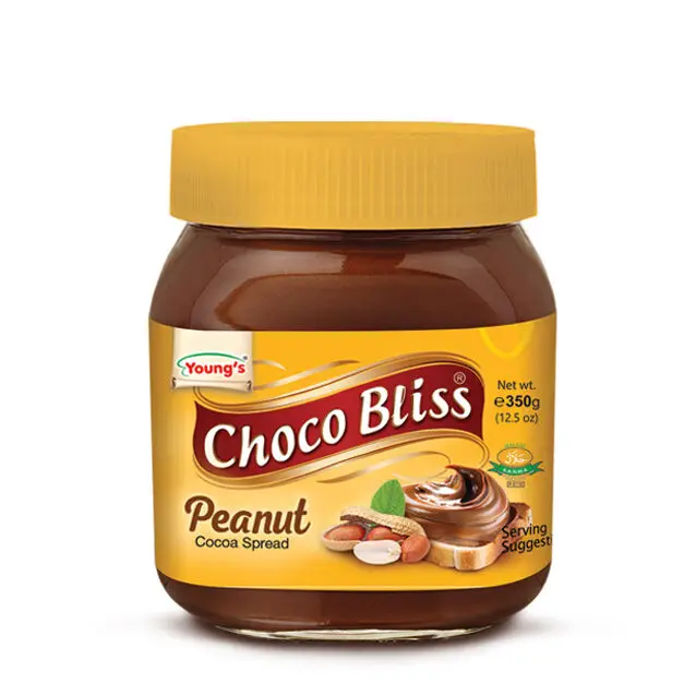 Chocobliss Peanut Cocoa Spread 350gm Glass Jar 24 Pcs Pack Halal Compound Peanut Cocoa Chocolate Spread