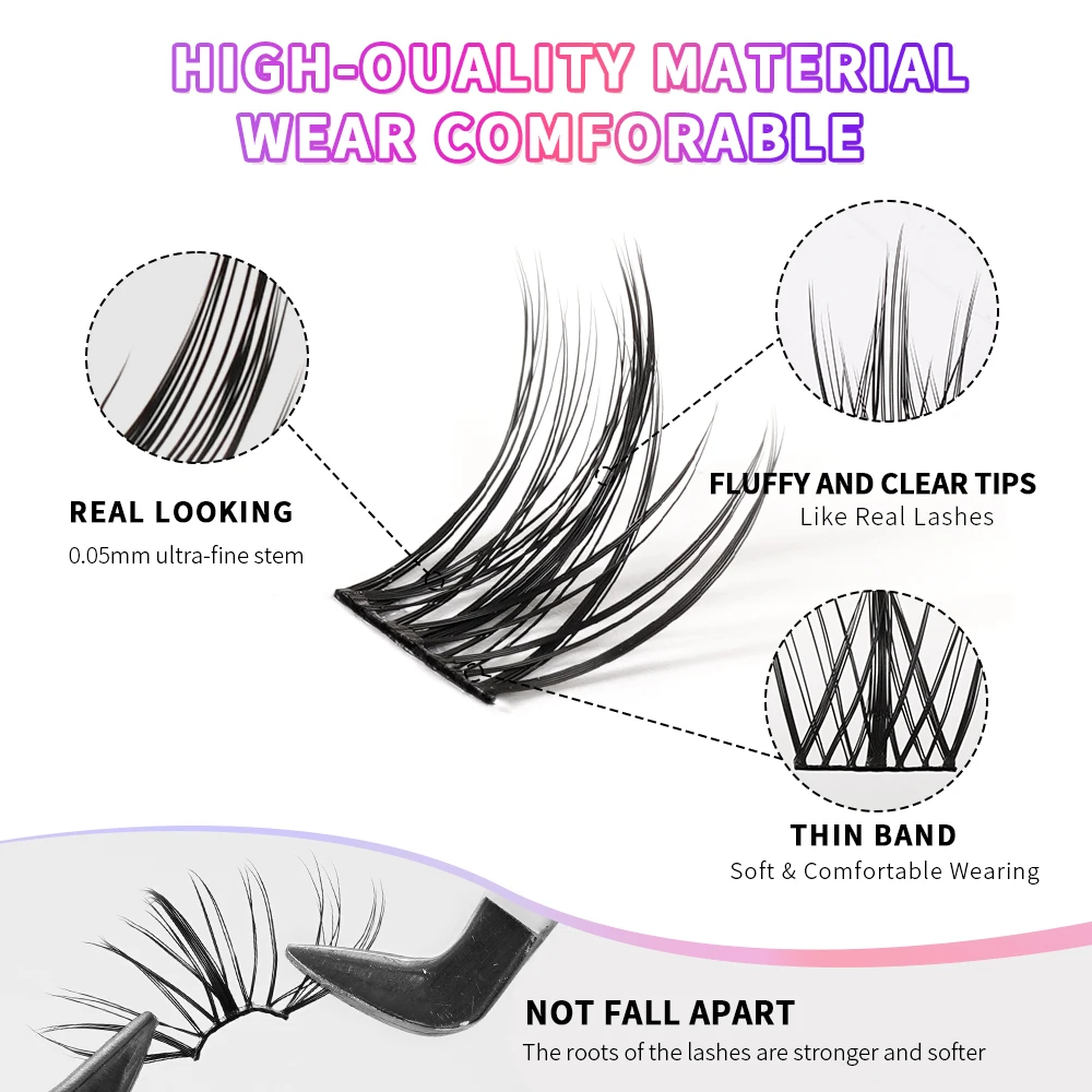 Wholesale individual lash clusters eyelash 3d faux mink diy lash extension kit Pre-cut segment cashmere eyelash extensions