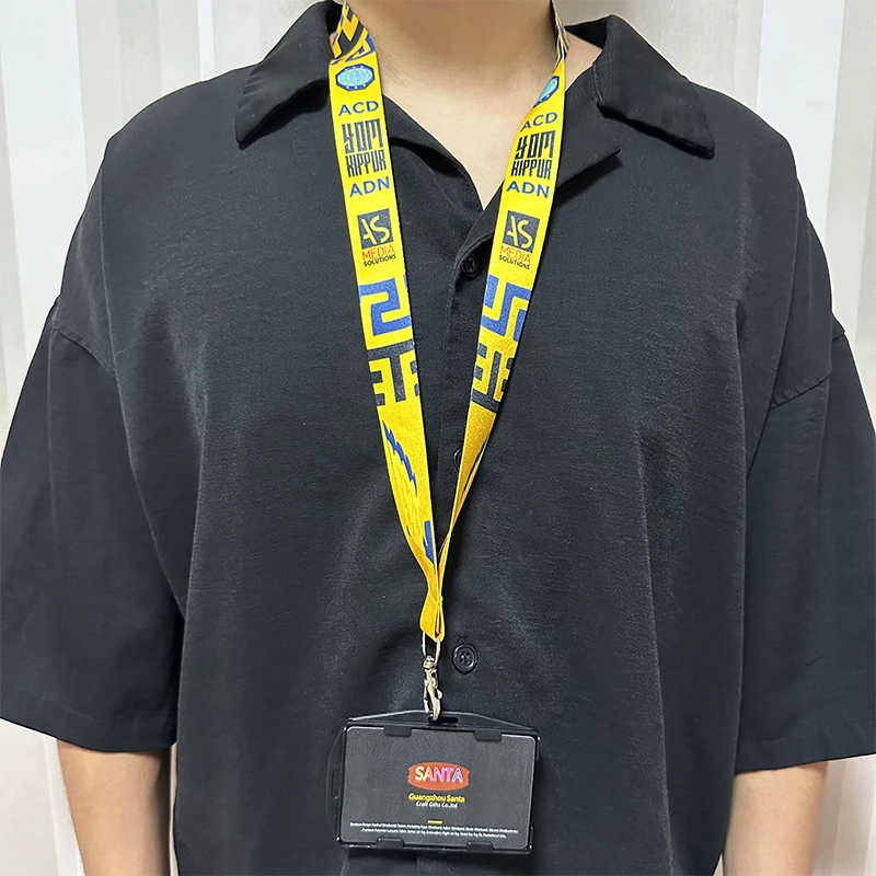 Custom Sublimation Office Business Work Staff Polyester Lanyard With Id Card Badge Holder Hard Plastic