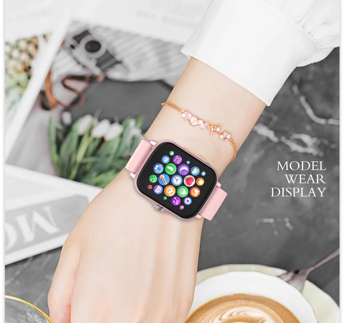 2021 New Mobile Original Smart Watch Magnetic Metal Strap Step Count Android IO Smartwatch