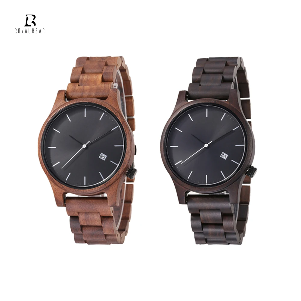 Наручные часы с фирменным логотипом ROYAL BEAR, высококачественные минималистичные деревянные мужские часы