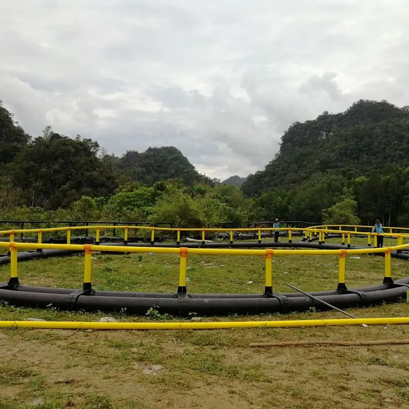 Square fish trap in HDPE pontoon fishery in Lake Victoria, Kenya