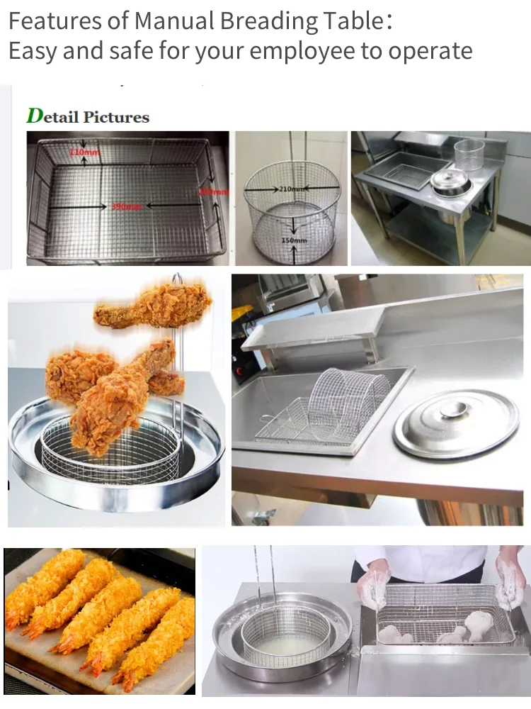 Fast Food 0.8/1cm Hot Sale Stainless Steel Electric Kfc Equipment Chicken Manual Breading Table Double Machine for Fried