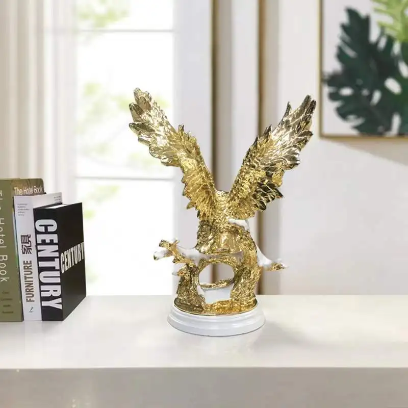 china figure hotel desk office home decor eagle sculpture ornaments resin statue golden falcon
